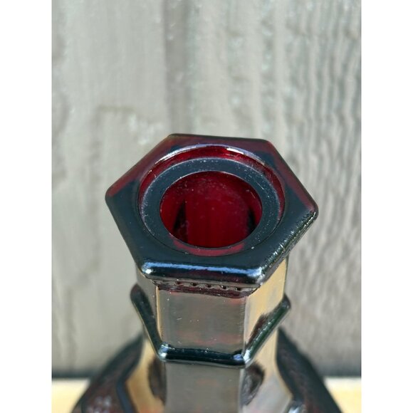 Vintage Ruby Red Avon 1876 Cape Cod Glass Wine Decanter Stopper Bubble Bath - Picture 7 of 9